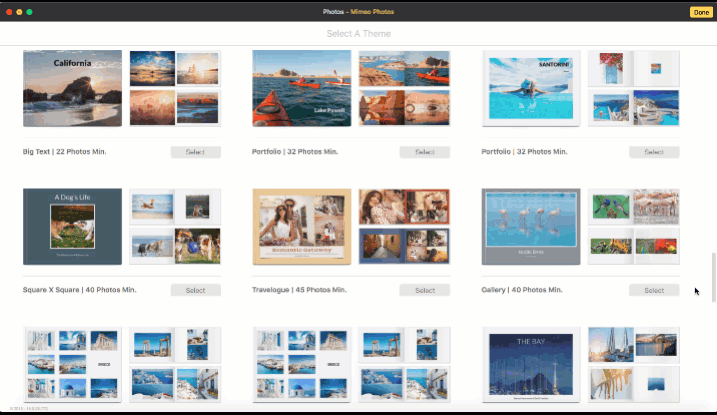 picking themes with Mimeo Photos