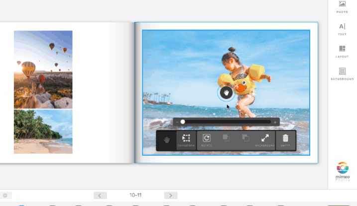 Guide lines allow Mimeo Photos users to move and snap photos to alignments