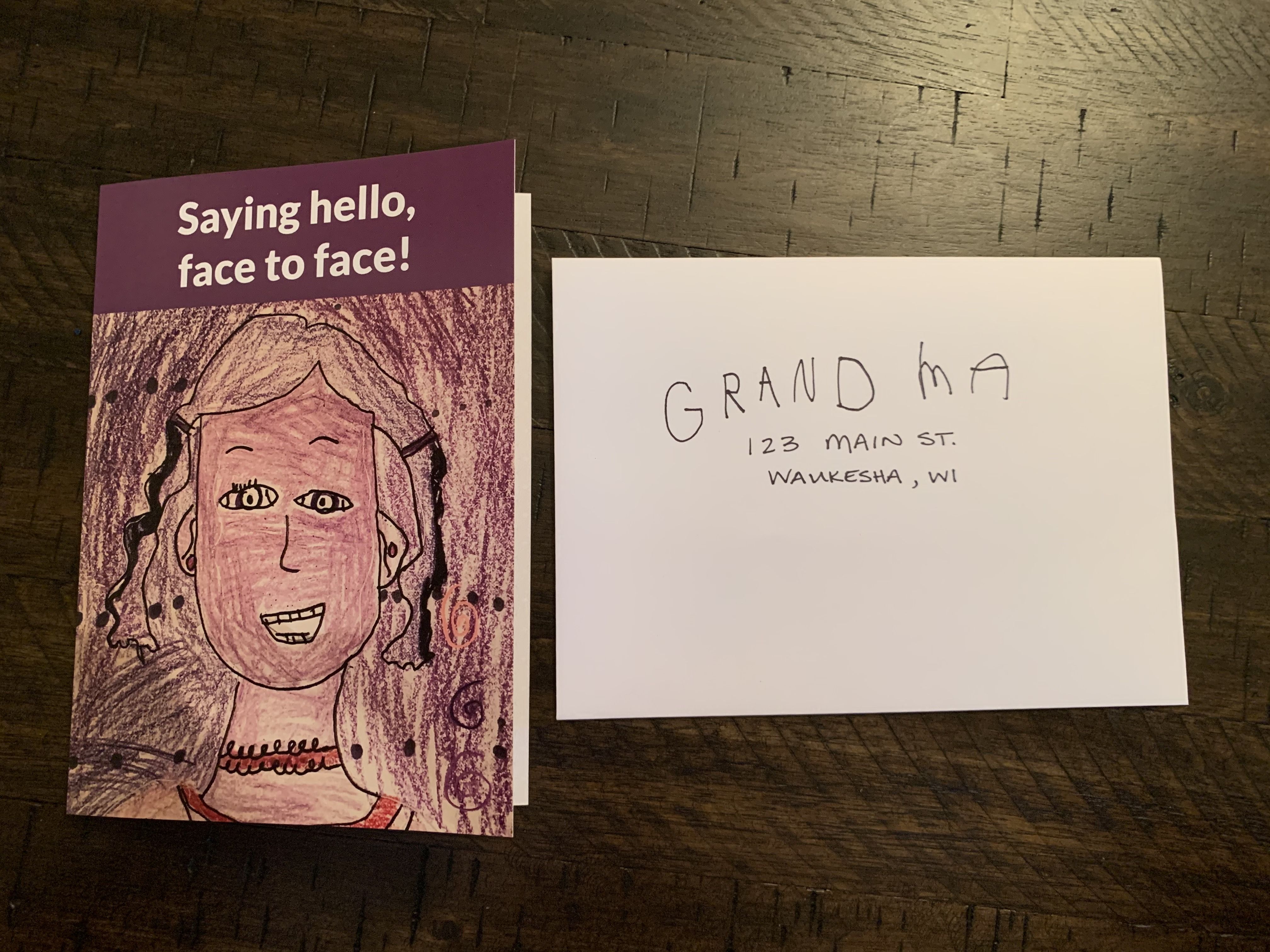 Send cards to those afar using your children's crafts
