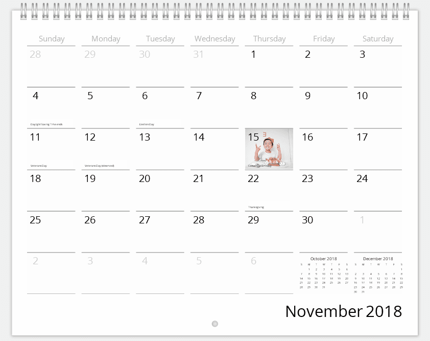Customize calendar dates with birthdays