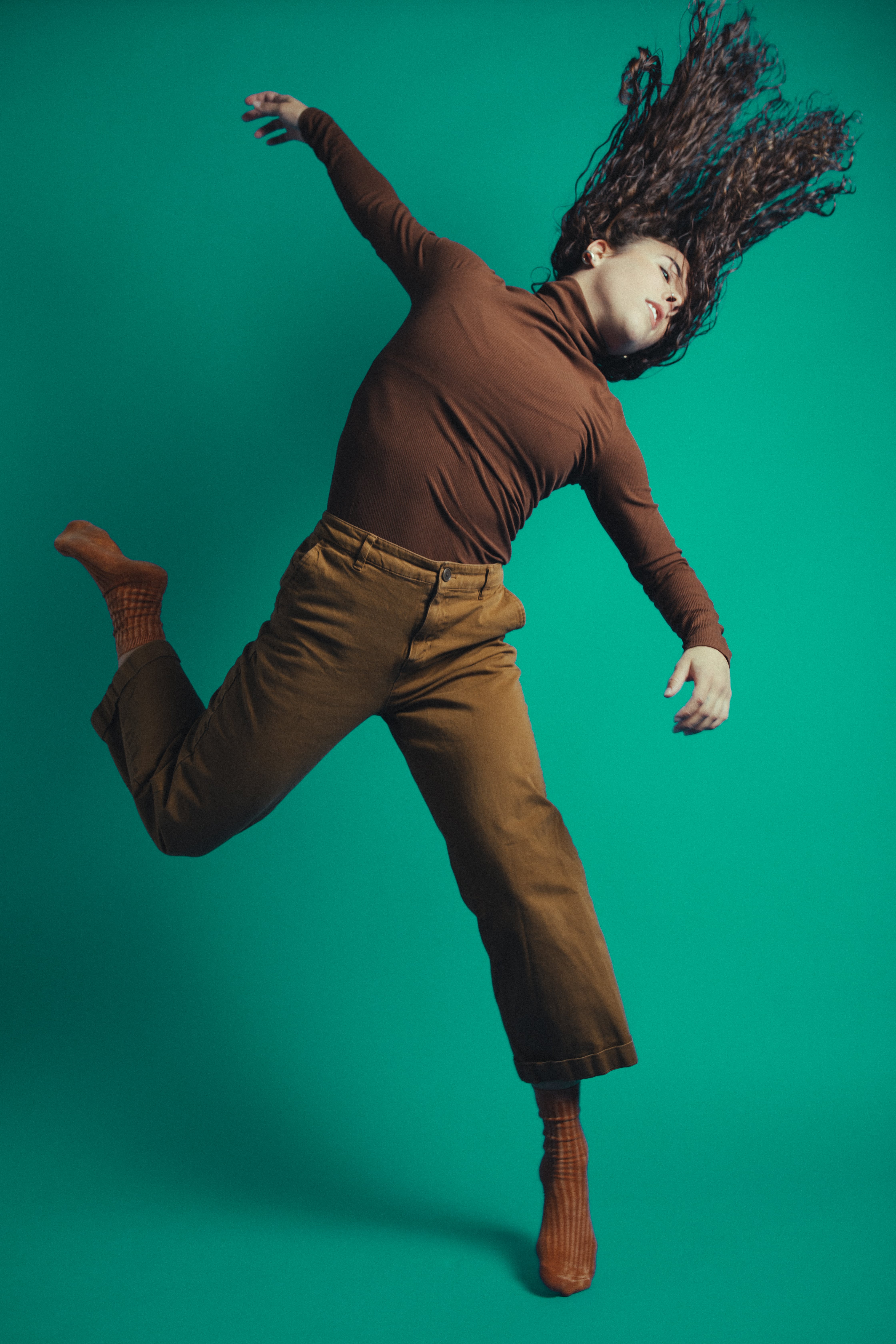 dancer with green background