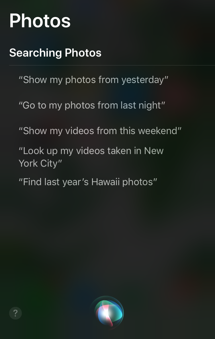 Ask Siri to search for you photos and videos