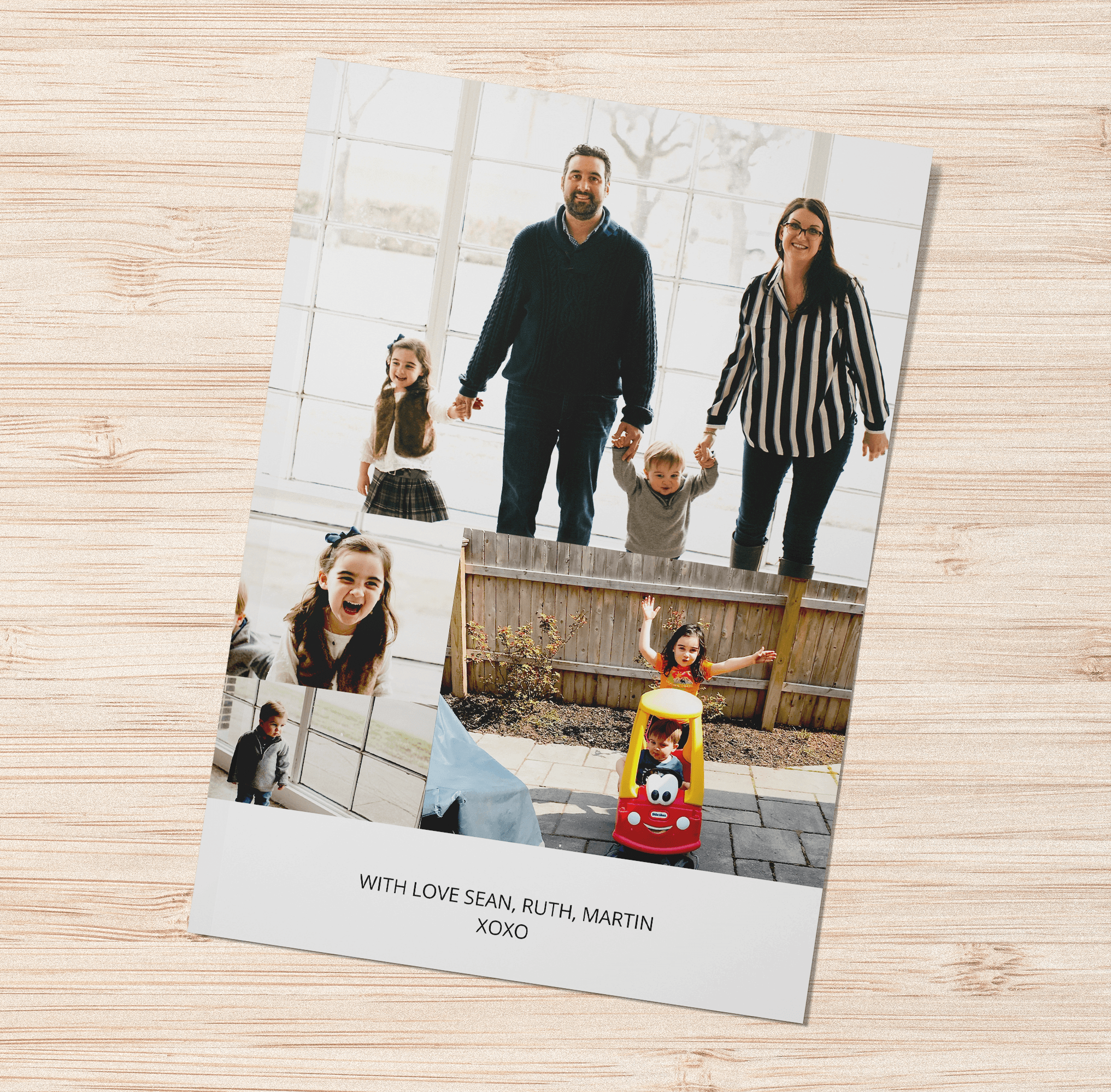 Sean D. creates a family photo card in a folded format