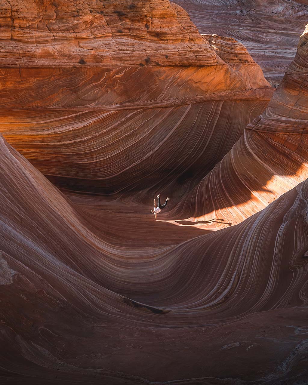 man doing handstand landscape