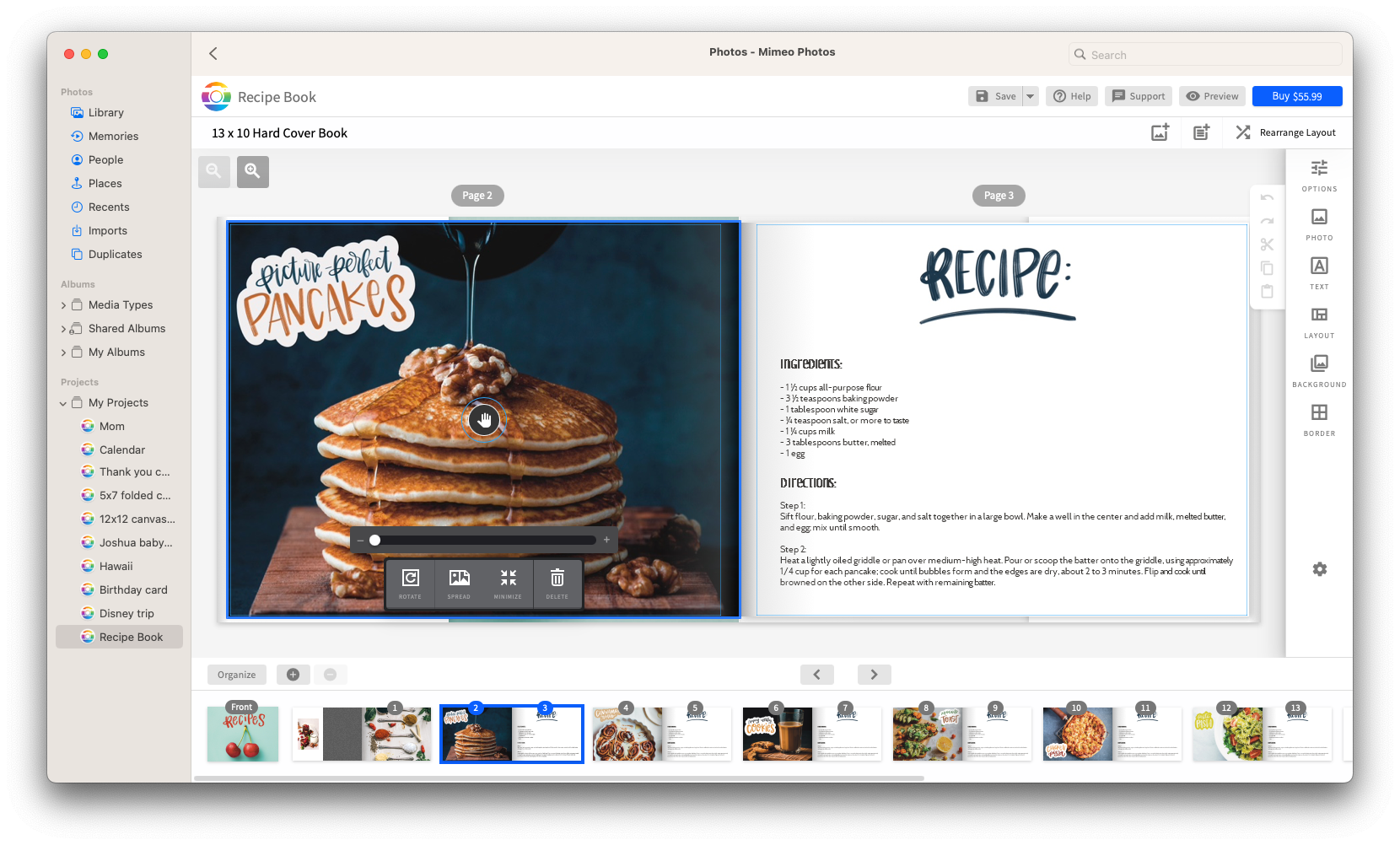 Add your custom designs into the Mimeo Photos for Mac designer.