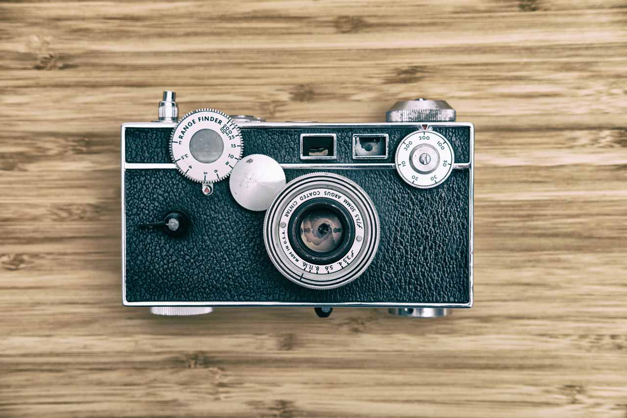 vintage camera facing up