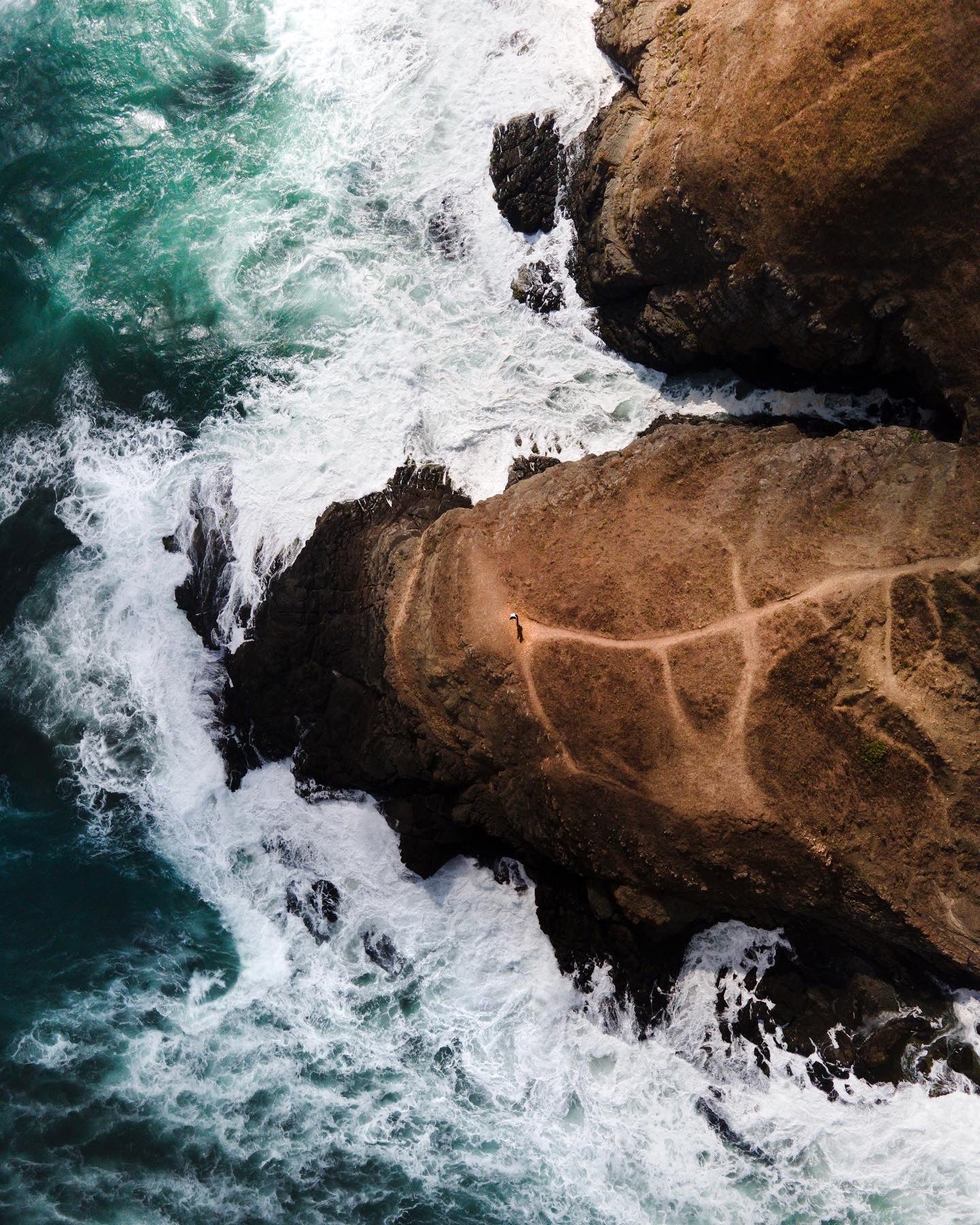 drone shot of norway rocks and the ocean