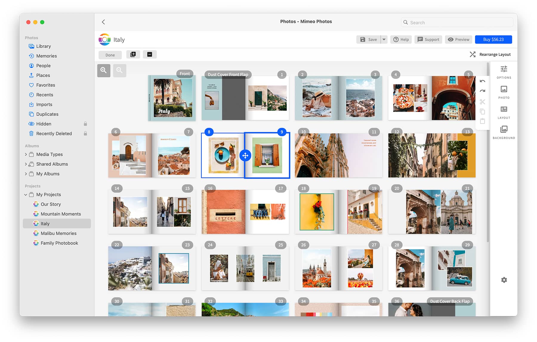 Project organization feature in Mimeo Photos for Mac