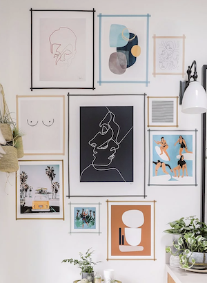 Use Washi Tape for Your Gallery Wall for a fun and colorful display