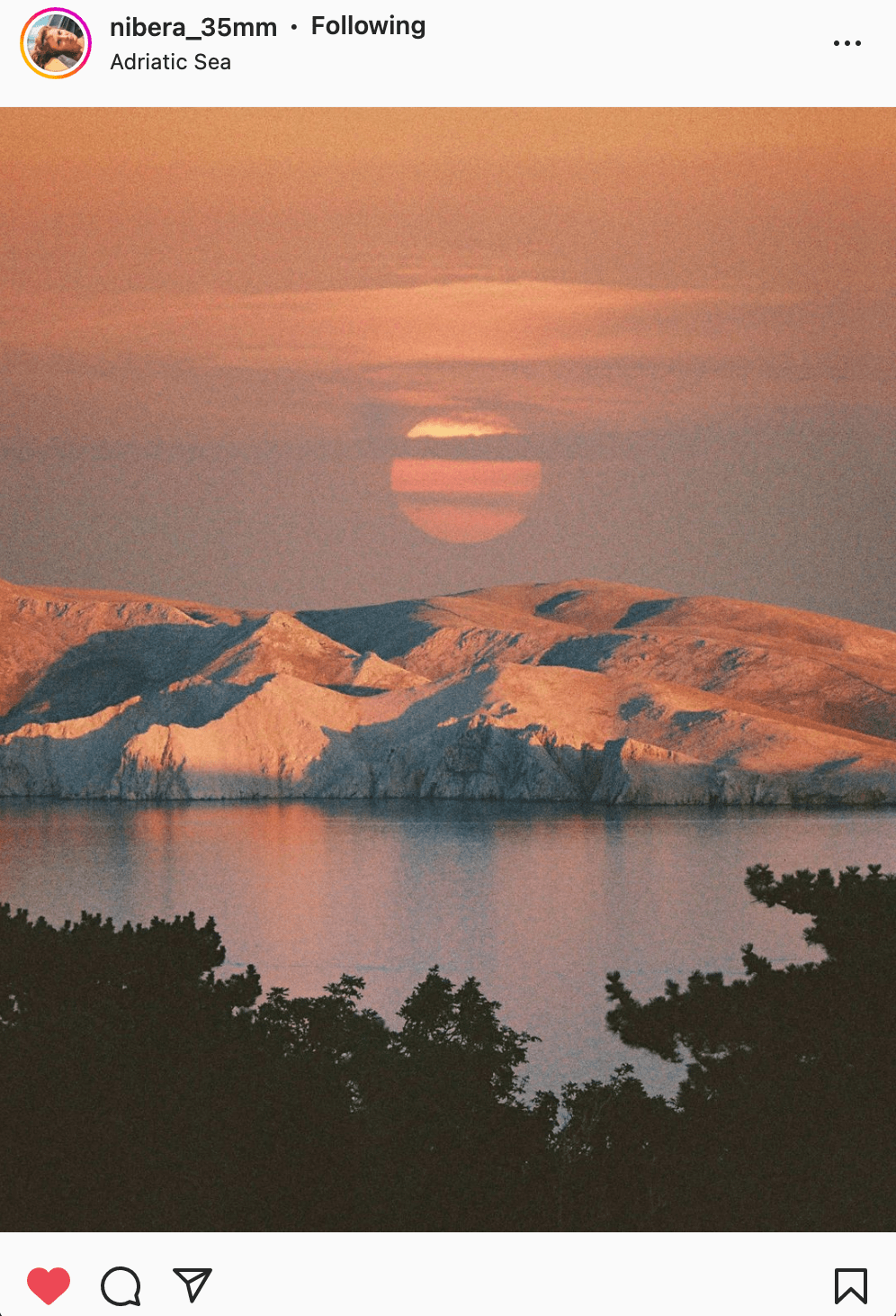 soft sunrise over mountain shot on film